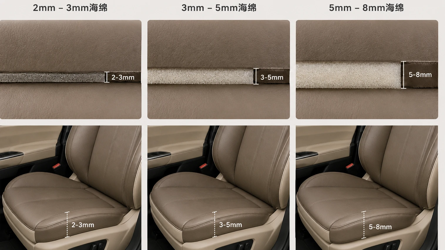 Automotive seat foam thickness options